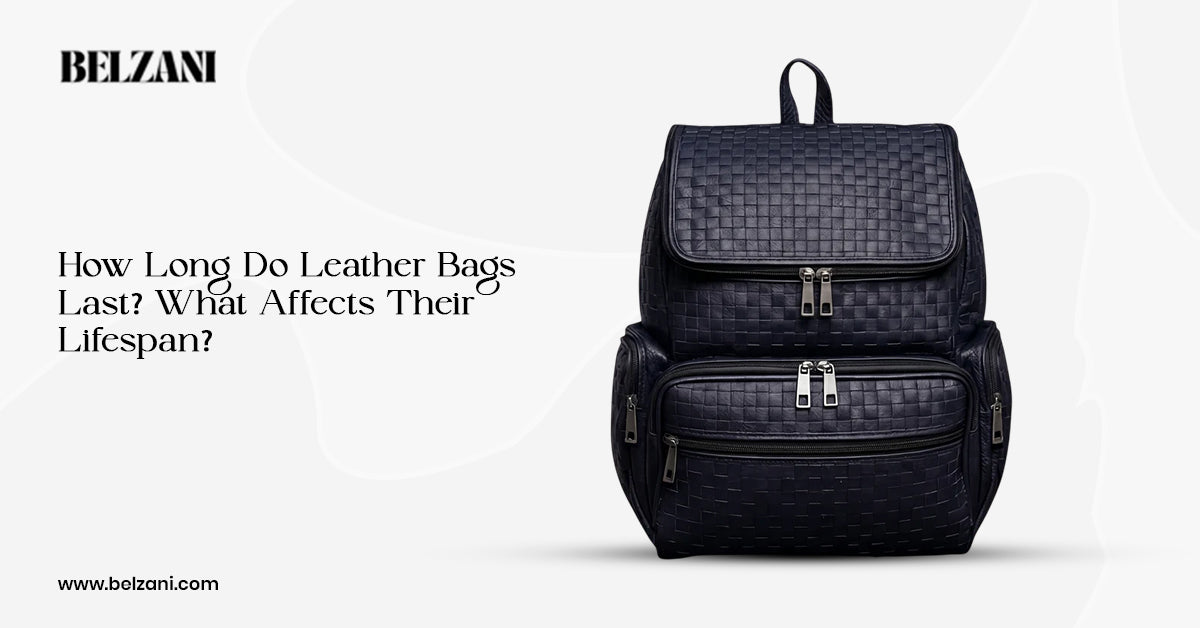 Black leather backpack illustrating leather bag durability and lifespan