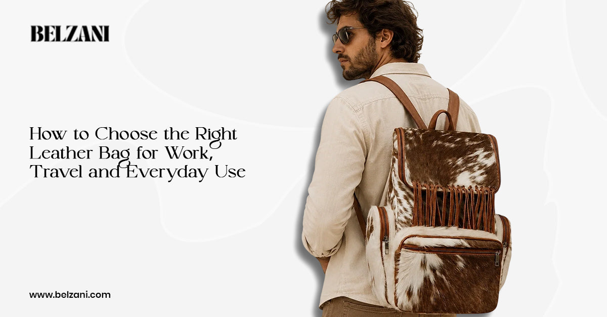 Cowhide leather backpack for work, travel and everyday use