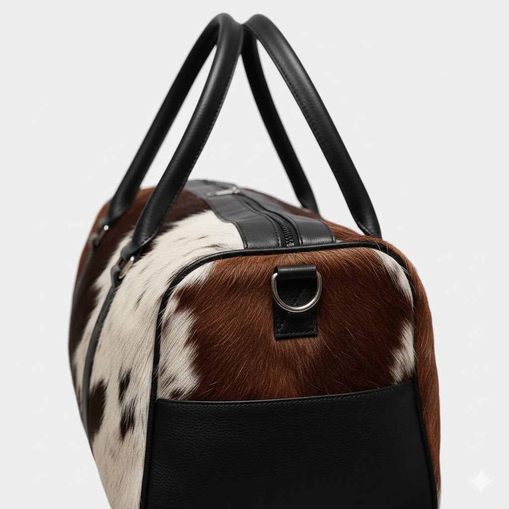 Aurum genuine cowhide leather duffle bag side 2